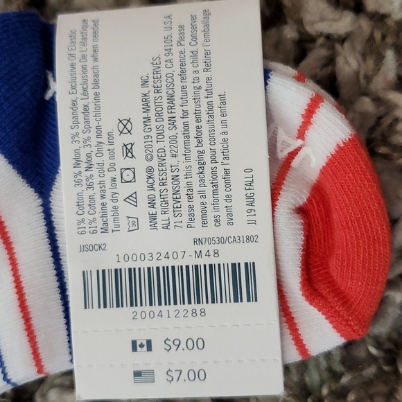 🛒 Janie and Jack NWT 3-6M Striped Doggy Socks - Picture 3 of 3